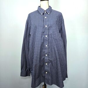 Duluth Trading Mens XL/Tall Blue Checkered Long‎ Sleeve Button Up Shirt